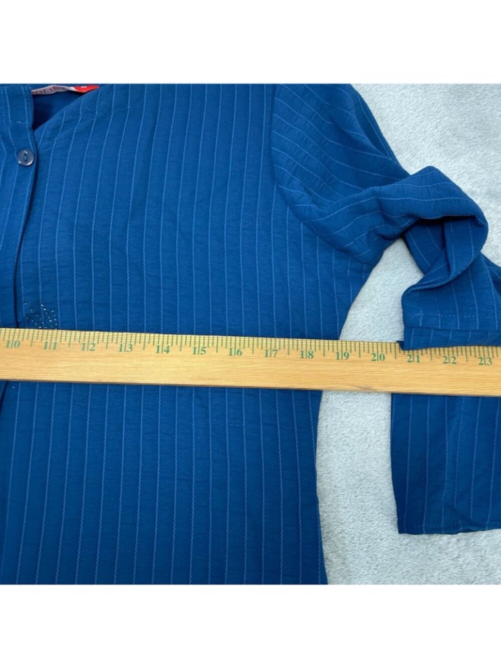 NWT Juliet Women's XL Blue Striped Long Tunic Kameez With Button-Up Front C0785 - Picture 4 of 10